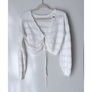 Hollister Cover Up Cropped Crochet Eyelet Blouse Long Sleeve Size Small